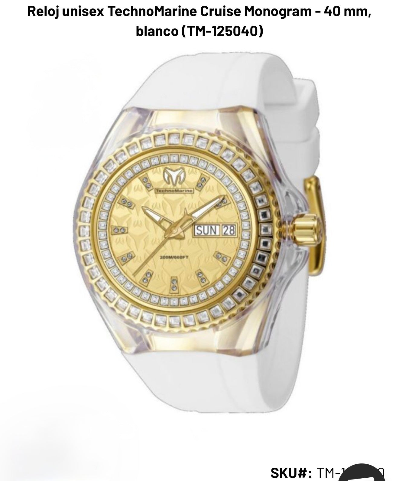 TechnoMarine Cruise Monogram With Diamonds Unisex Watch - 40mm, White (TM-125040)